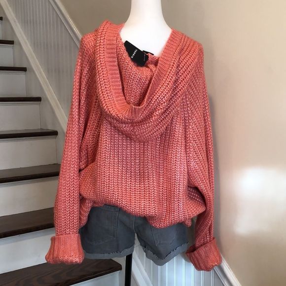 TORRID Rose Long Sleeve Chunky Woven Hooded Pullover W. Lace Up Front Sz 5X NWT - Picture 6 of 16